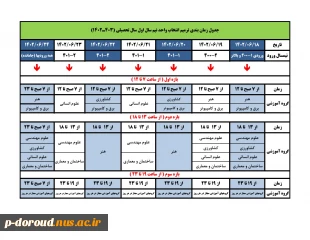 زمان بندی ترمیم انتخاب واحد نیمسال اول سال تحصیلی 1403-1402 3