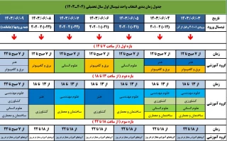 جدول زمان‌بندی انتخاب واحد نیمسال مهر 1404-1403